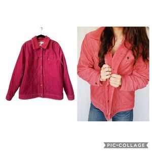 Corduroy Sherpa Pink Bomber Jacket